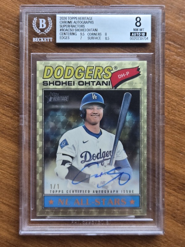 2026 Topps Heritage Shohei Ohtani Superfractor 1/1 Dodgers Card BGS 8 / 10 Auto