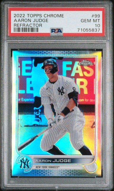 2022 TOPPS CHROME REFRACTOR #99 AARON JUDGE PSA 10