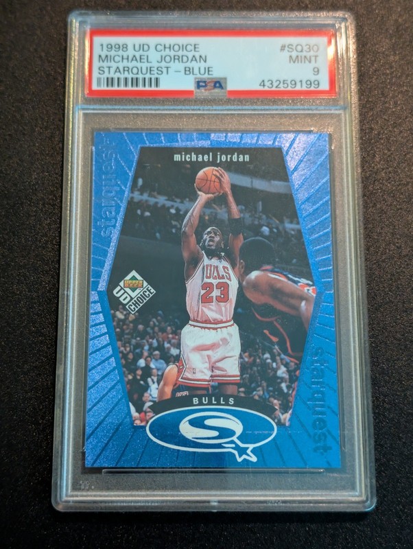 1998 UD Choice StarQuest Blue Michael Jordan Bulls NBA HOF PSA 9 Mint #SQ30