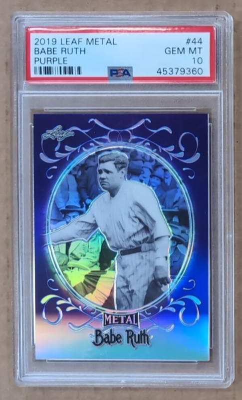 2019 Leaf Metal Babe Ruth Collection Purple #44 Babe Ruth #14/25-PSA 10 Gem Mint