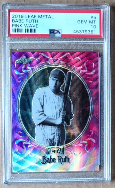 2019 Leaf Metal Babe Ruth Collection Pink Wav #5 #8/15-PSA 10 Gem Mint