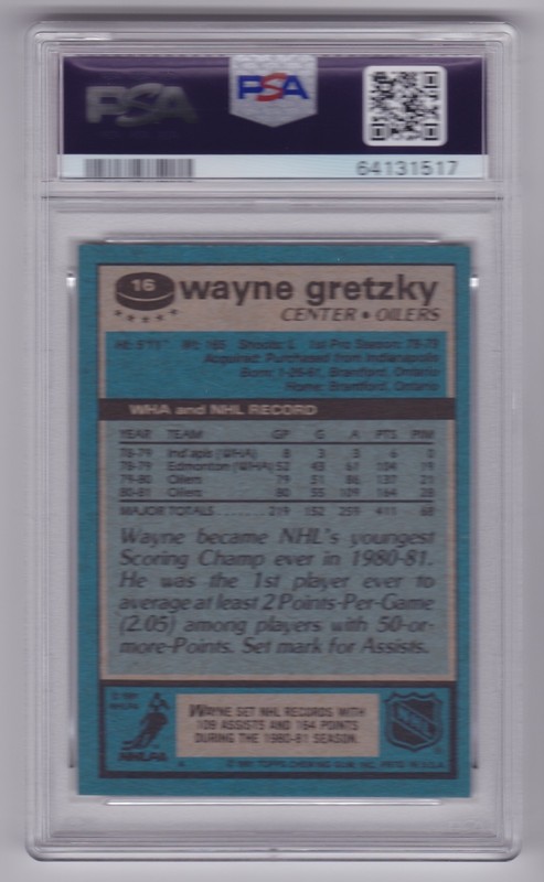 1981-82 Topps Wayne Gretzky #16 PSA 9 MINT Oilers view 2