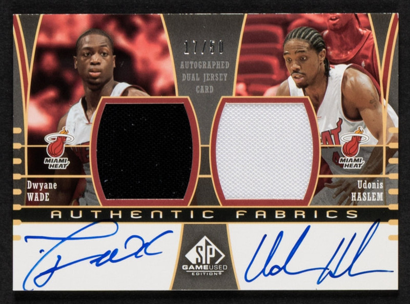 Dwyane Wade Udonis Haslem 2004 UD Authentic Fabrics Auto Patch /50 AAF2-WH Heat