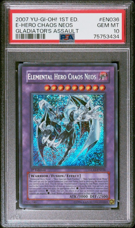 YUGIOH 1ST GLAS-EN036 ELEMENTAL HERO CHAOS NEOS SECRET PSA 10 GEM MINT #75753434