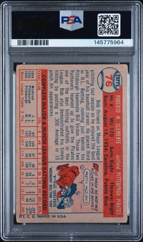 1957 Topps - Roberto Clemente #76 - PSA 2 GOOD - Freshly Graded - Pirates HOF!!! view 2