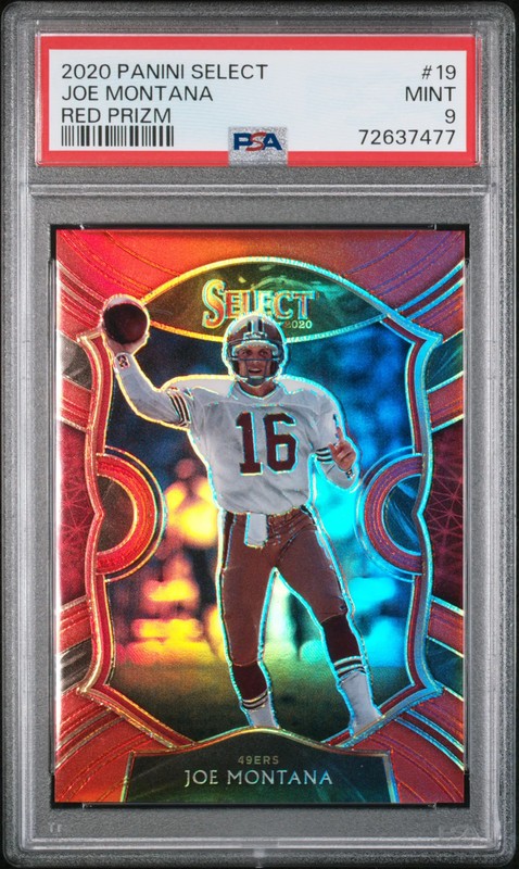 2020 Panini Select Joe Montana Red Prizm #19 PSA 9 /99