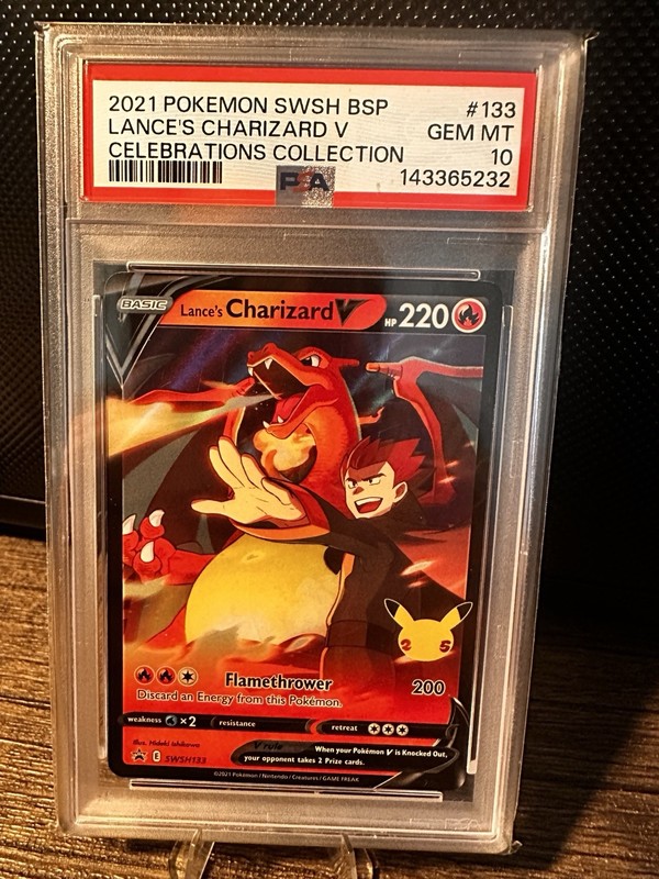 2021 POKEMON SWSH BLACK STAR PROMO CELEBRATIONS COLL LANCE'S CHARIZARD V PSA 10