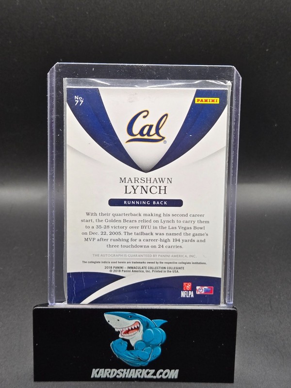 2018 Panini Immaculate Collegiate Marshawn Lynch Auto /5  view 2