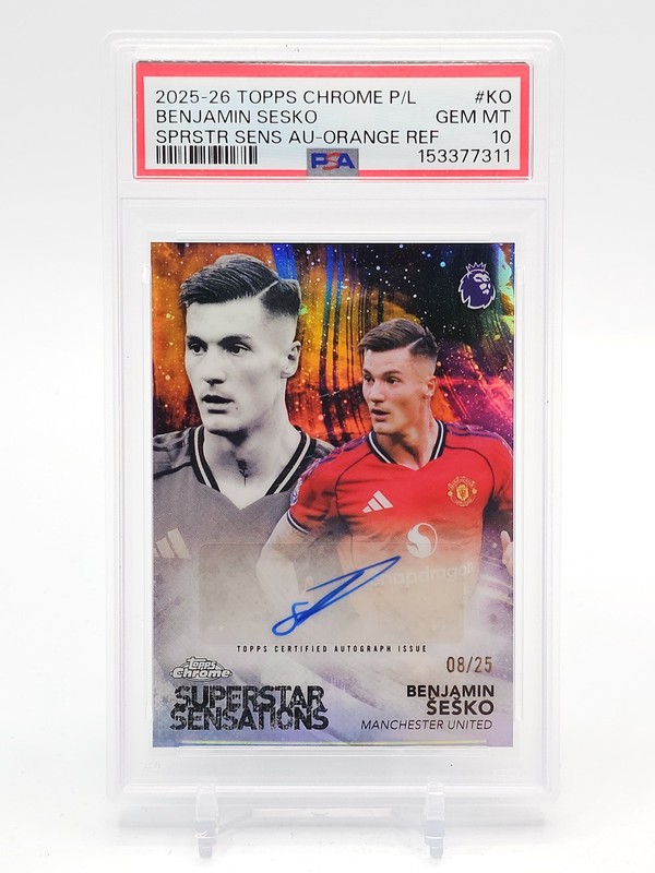 BENJAMIN SESKO 2025-26 TOPPS CHROME PL SUPERSTAR AUTO ORANGE /25 PSA 10 Q0902