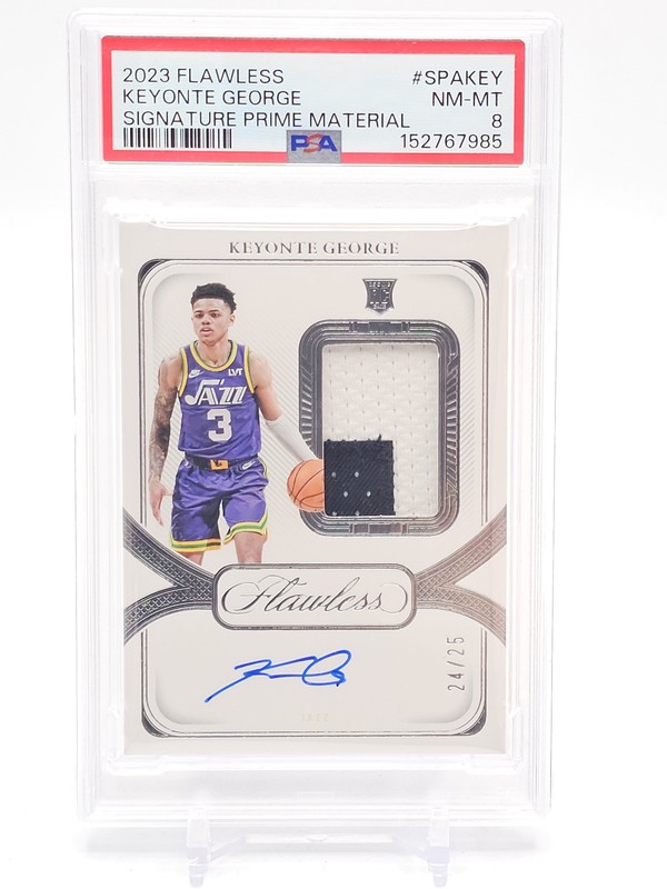 KEYONTE GEORGE 2023-24 FLAWLESS RPA PATCH AUTO /25 #SPA-KEY JAZZ PSA 8 Q4935