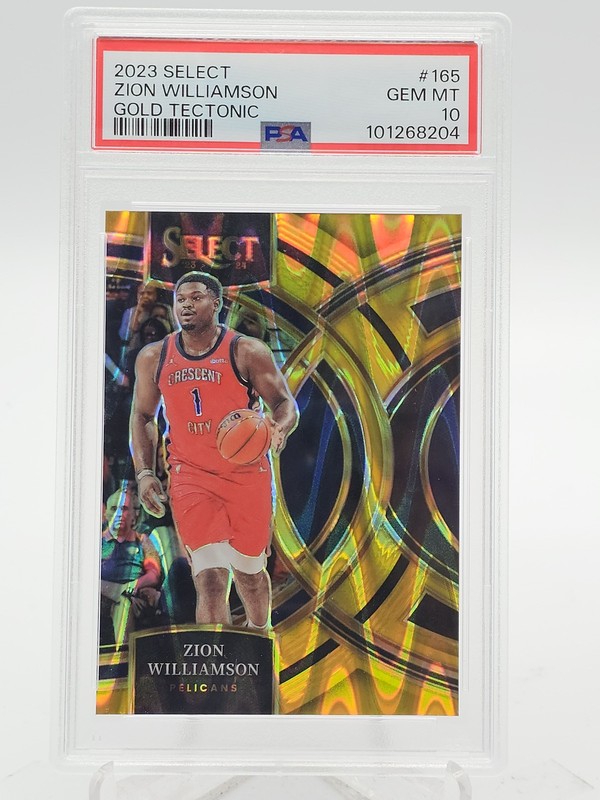 ZION WILLIAMSON 2023-24 SELECT PREMIER LEVEL GOLD TECTONIC 01/10 PSA 10 Q5461