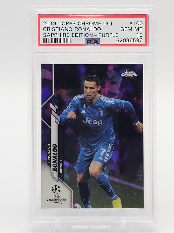 CRISTIANO RONALDO 2019-20 TOPPS CHROME UCL SAPPHIRE PURPLE /25 #100 PSA 10 Q6159