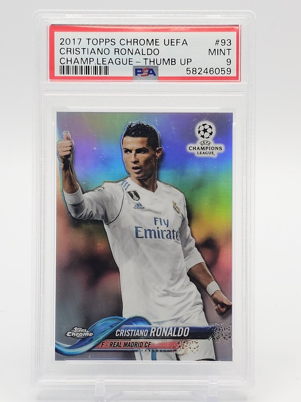 CRISTIANO RONALDO 2017-18 TOPPS CHROME UEFA CL THUMB UP #93 PSA 9 Q6159