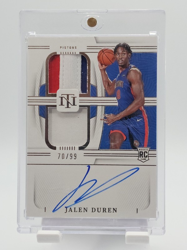 JALEN DUREN 2022-23 NATIONAL TREASURES RPA ROOKIE DUAL PATCH AUTO /99 Q6991