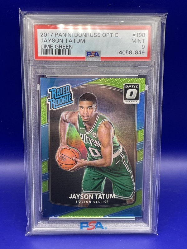 2017-18 Optic Jayson Tatum RC Lime Green /175 Prizm Rookie Celtics Graded PSA 9