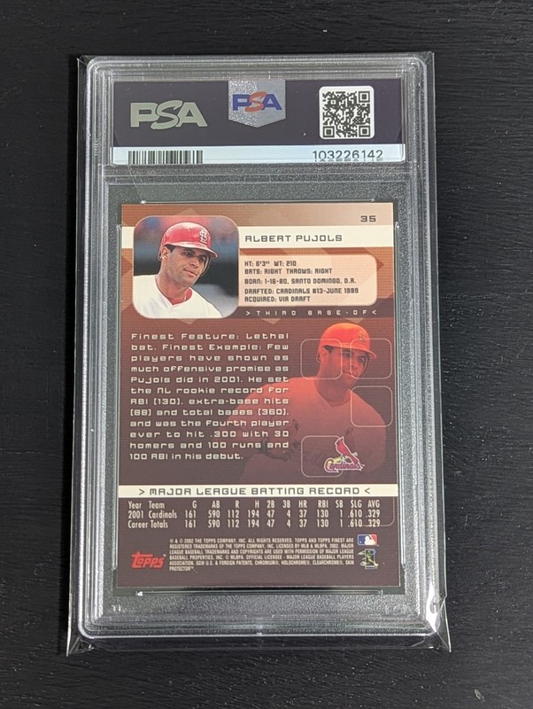 2002 Topps Finest - Albert Pujols #35 PSA 10 view 2