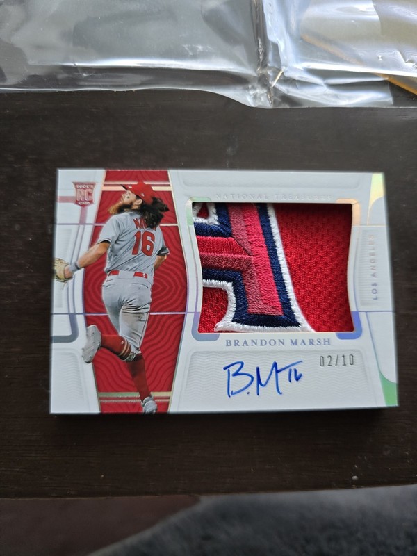 2022 Panini National Treasures rc patch auto BRANDON MARSH #ed 02/10! PHILLIES!