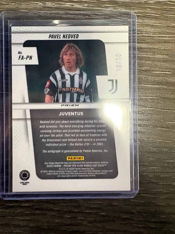 2025 Panini Prizm FIFA Club World Cup Pavel Nedved #FA-PN Gold /10 view 2