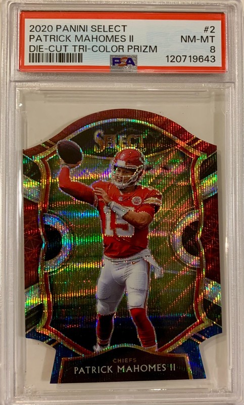 2020 Select #2 Concourse Level Tri Color Die Cut Prizm - Patrick Mahomes - PSA 8