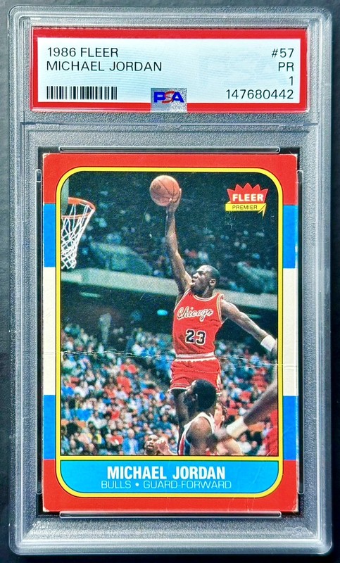 1986-87 Fleer MICHAEL JORDAN #57 Rookie RC PSA 1 PR! DEAD CENTERED