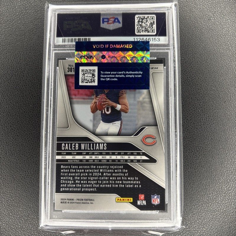 2024 Panini Prizm - Rookies Caleb Williams #301 Disco Prizm (RC) PSA 10 💎💎💎 view 2
