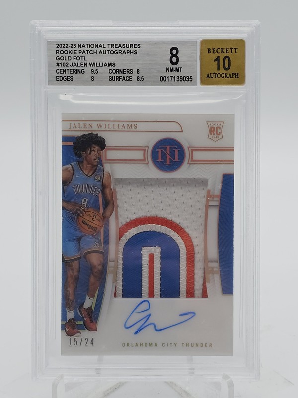 JALEN WILLIAMS 2022-23 NATIONAL TREASURES GOLD RPA ROOKIE AUTO /24 BGS 8 Q5819