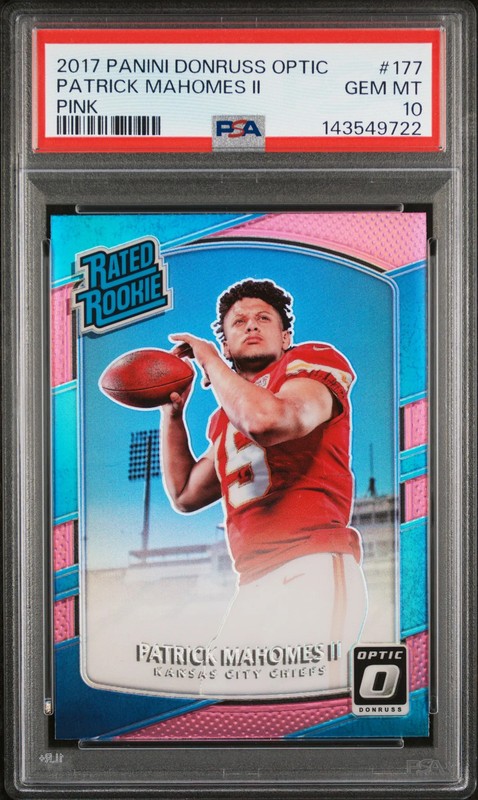 PSA 10 2017 Panini Donruss Optic Patrick Mahomes II Pink Prizm Rookie RC #177