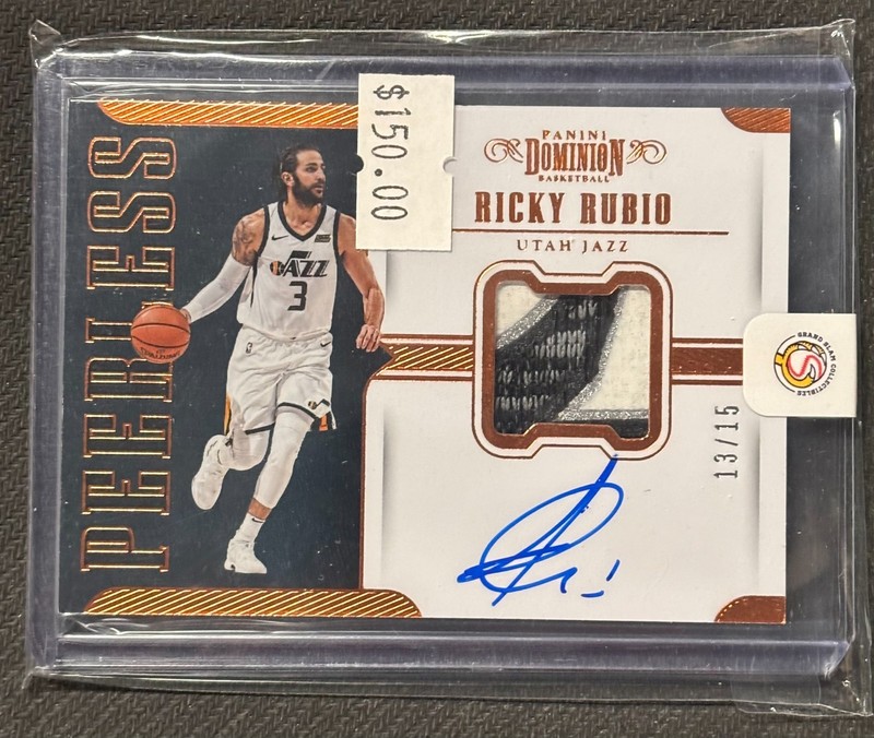 2017-18 Panini Dominion Ricky Rubio Patch Autograph Auto /15 NBA Utah Jazz