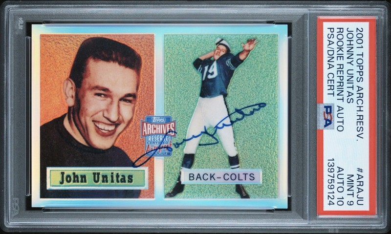 2001 Topps JOHNNY UNITAS RC Reprint Auto PSA 9 w/ 10 Auto POP 1 None Higher 🔥