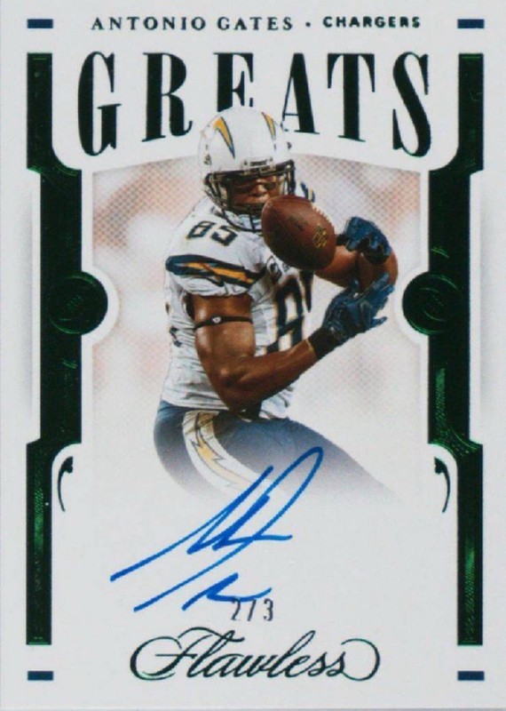 2021 Panini Flawless Greats Antonio Gates Auto Emerald /3 PSA 8 Auto 10