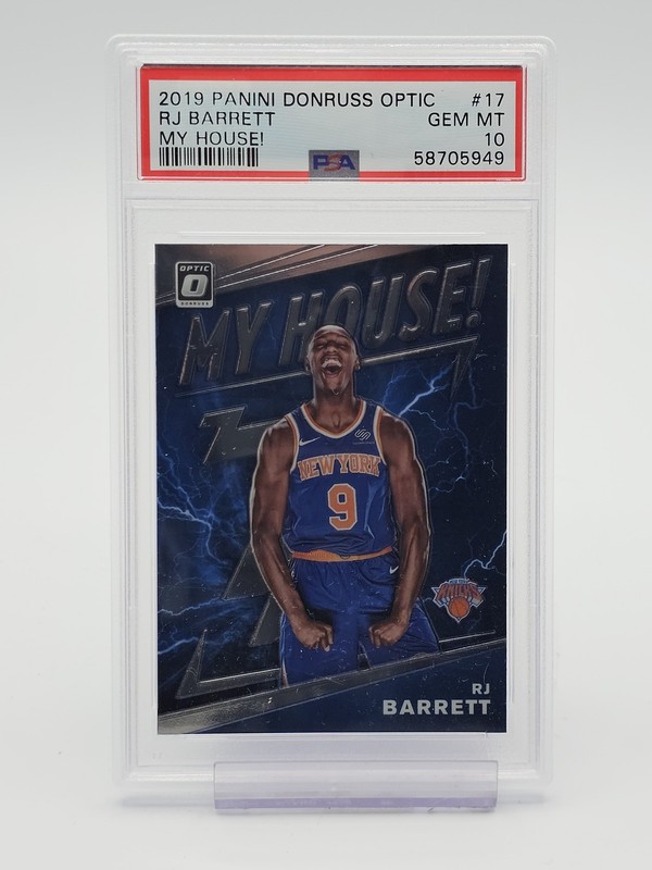 RJ BARRETT 2019-20 DONRUSS OPTIC ROOKIE MY HOUSE! #17 KNICKS PSA 10 Q6438