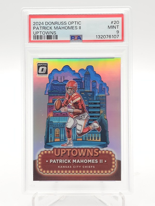 PATRICK MAHOMES II 2024 DONRUSS OPTIC UPTOWNS HOLO PRIZM #20 CHIEFS PSA 9 Q6438