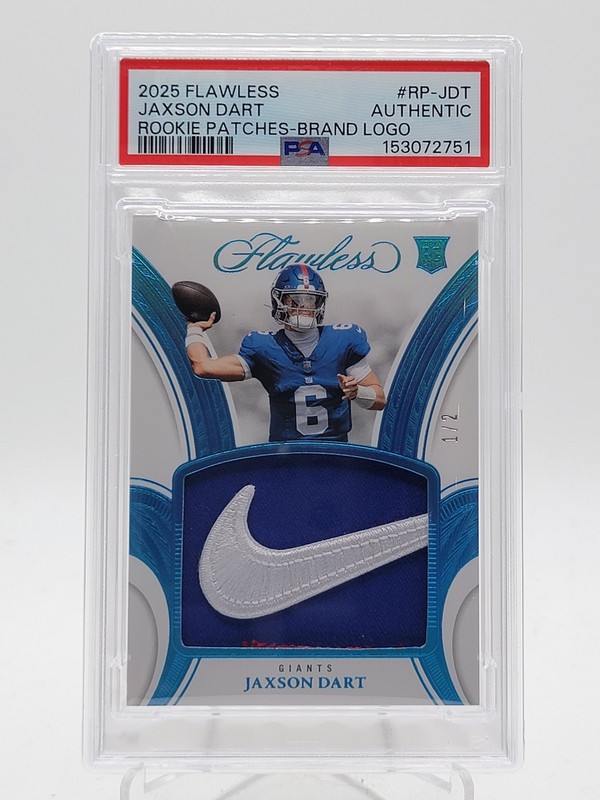 JAXSON DART 2025 FLAWLESS ROOKIE PATCH BRAND LOGO NIKE SWOOSH /2 PSA AUTH Q5692