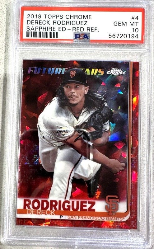 2019 Topps Chrome SAPPHIRE FUTURE STARS #4 Dereck Rodriguez RED /5 PSA 10