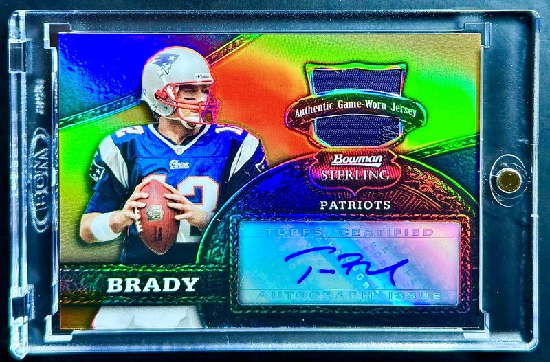 2008 Bowman Sterling TOM BRADY #15/20 Gold Refractor GAME-WORN Jersey Patch Auto