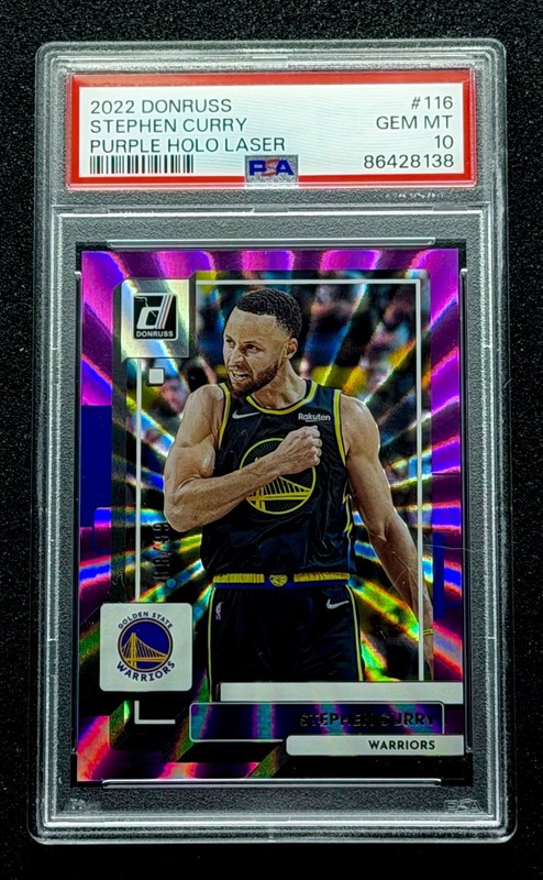 2022 DONRUSS BASKETBALL STEPH CURRY PURPLE LASER HOLO /99 PSA 10
