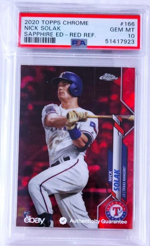 2020 Topps Chrome SAPPHIRE #166 Nick Solak (RC) ROOKIE RED Refractor 3/5 PSA 10