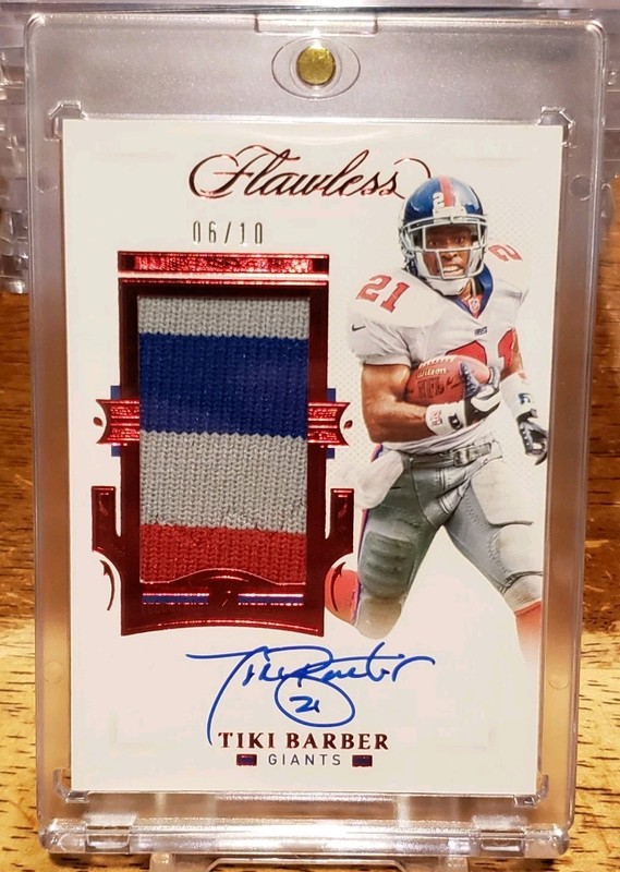 2021 Panini Flawless Tiki Barber 3 Color Patch Auto Autograph #6/10 Giants!!