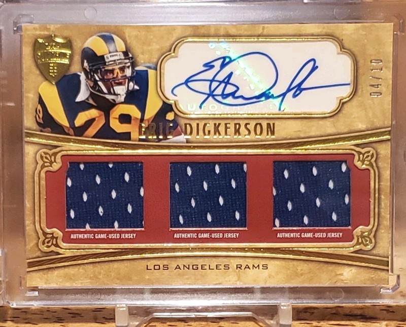2010 Topps Supreme Eric Dickerson TRIPLE GAME-USED Patch Auto Autograph /10