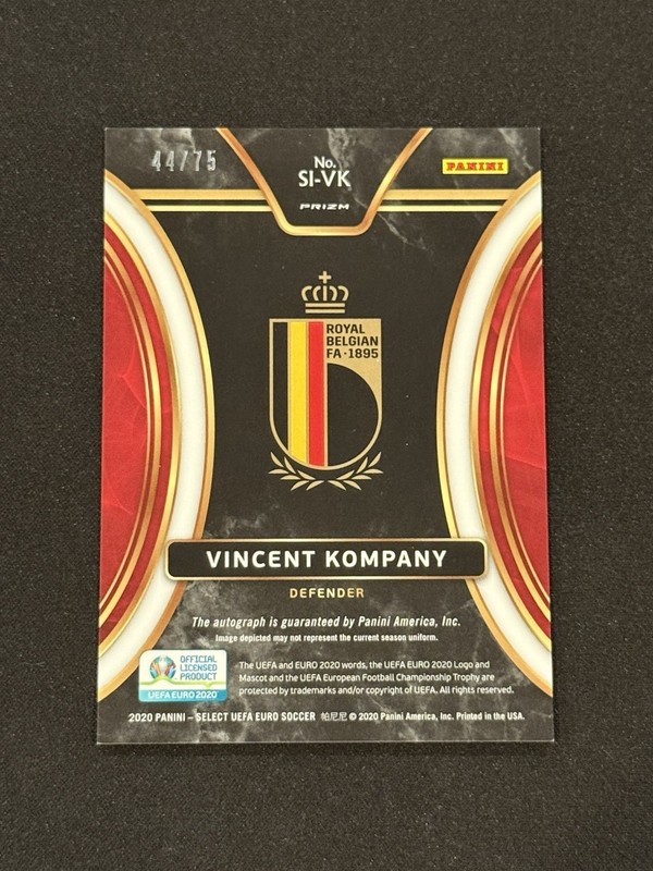 2020 Panini Select UEFA Vincent Kompany Auto Purple Prizm #75 #SI-VK view 2