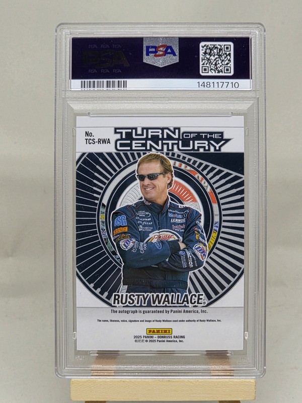 2025 Donruss NASCAR Rusty Wallace Gold Fireworks Auto /10 PSA 9 view 2
