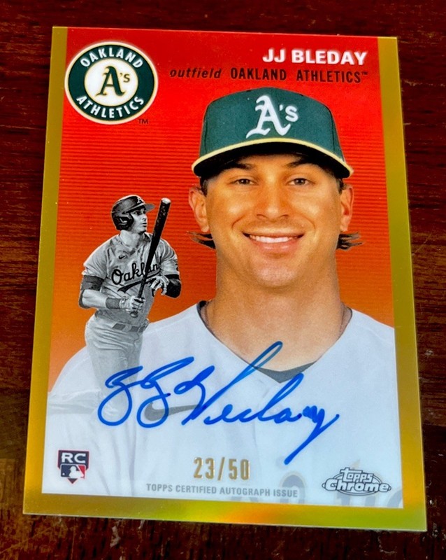 JJ Bleday 2023 Topps Chrome Platinum Anniversary True Gold RC Auto 23/50 REDS
