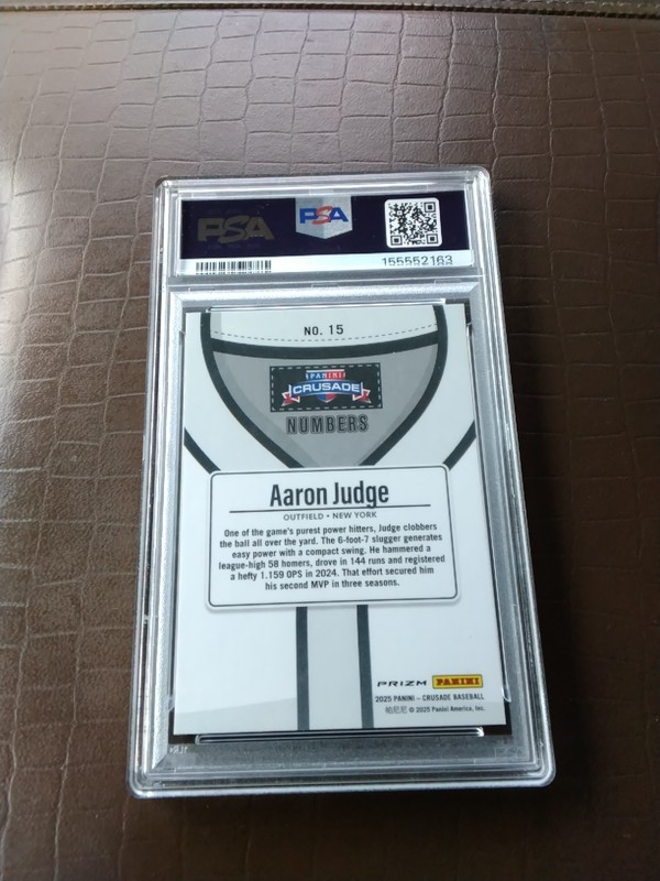 2025 CRUSADE #15 AARON JUDGE NUMBERS PSA MINT 9 !!! view 2