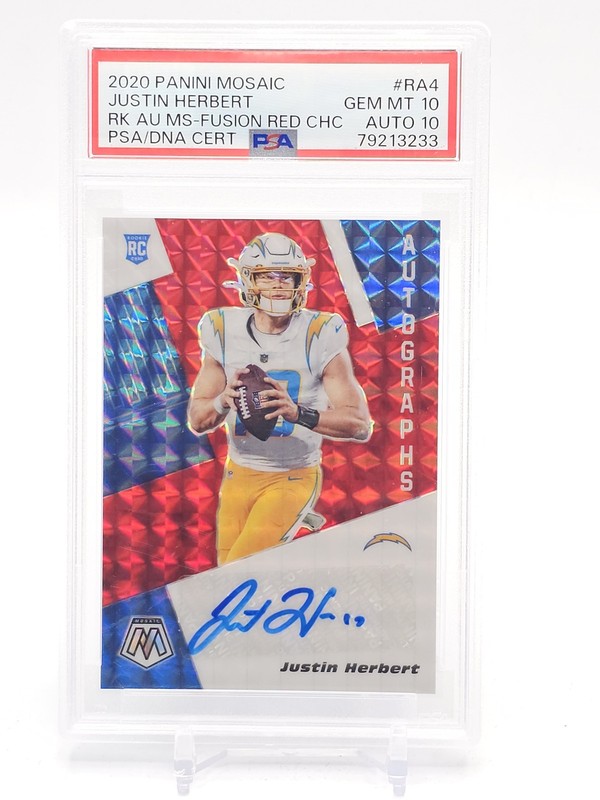 JUSTIN HERBERT 2020 MOSAIC FUSION CHOICE RED ROOKIE AUTO PSA 10 Q5700