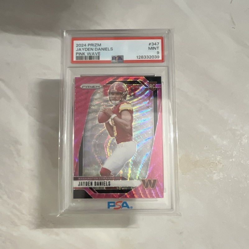 Panini 2024 Prizm Rookies Jayden Daniels #347 Pink Wave Prizm RC PSA 9
