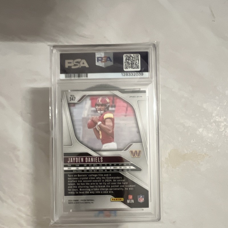 Panini 2024 Prizm Rookies Jayden Daniels #347 Pink Wave Prizm RC PSA 9 view 2