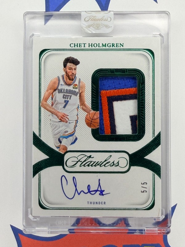 Chet Holmgren 2023-24 Flawless Game Worn/Used Patch Auto #'d 5/5 SPA-CHT