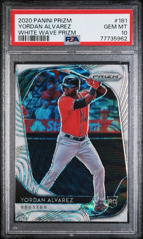 Yordan Alvarez 2020 Panini Prizm White Wave Prizm Rookie Card RC PSA 10 Gem Mint