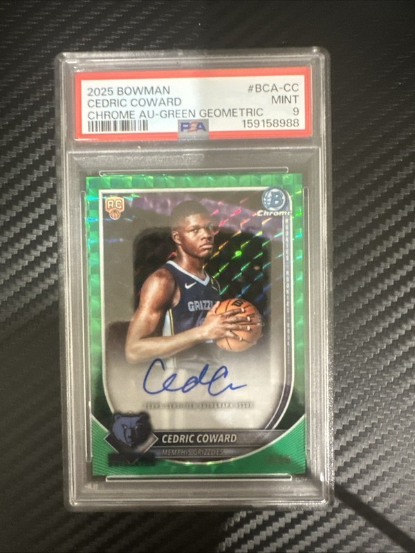 CEDRIC COWARD BOWMAN CHROME GREEN GEOMETRIC AUTO /99 PSA 9 POP 1
