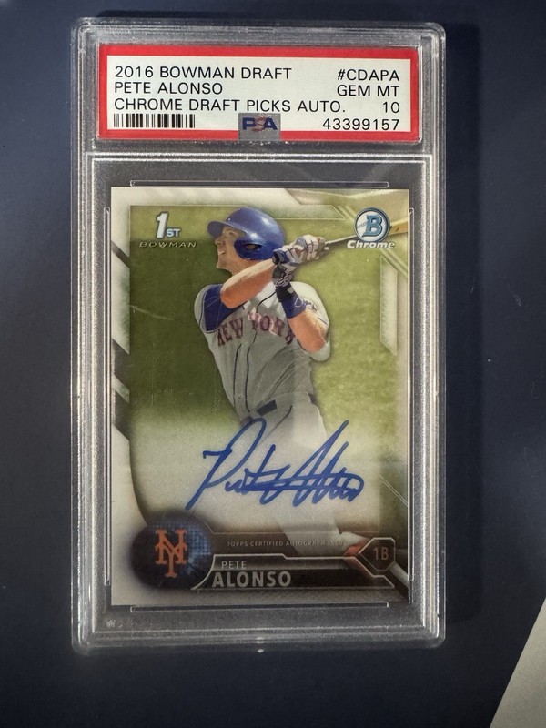 2016 Bowman Draft Pete Alonso Chrome Auto Refractor Mets PSA 10 GEM MINT